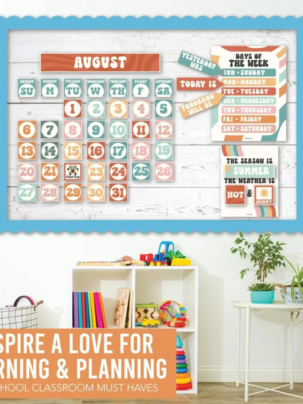 Classroom Calendar Set Bulletin Board Decorations Colorful Season Weather Days